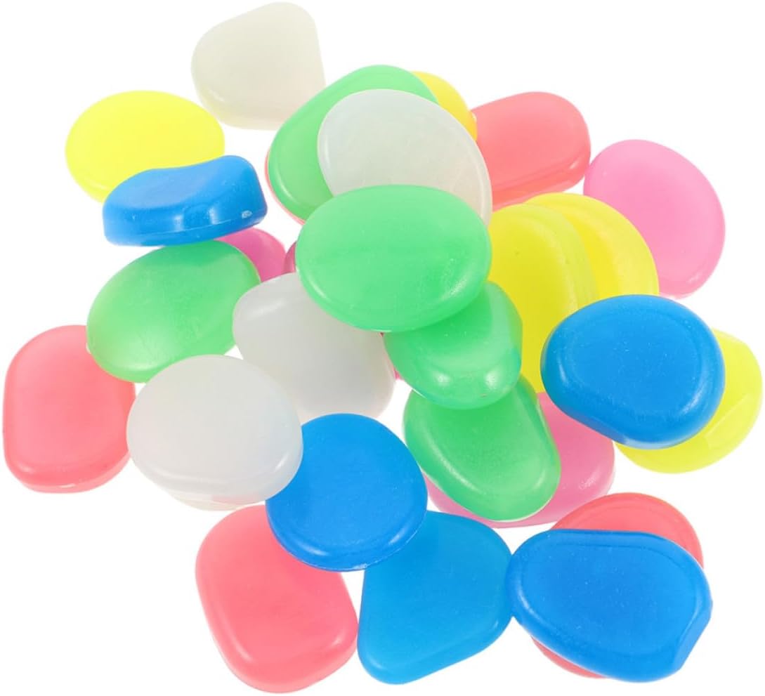 55pcs Glow Stones for Fish Tank, Wear Resistant Resin Pebbles 4.5cm