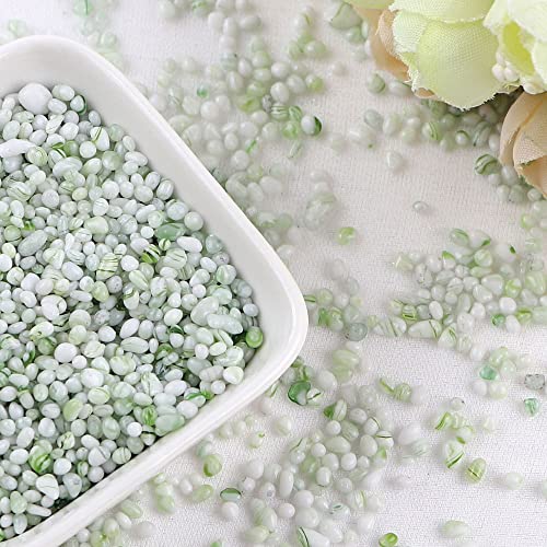 Duories 150 g Granulés décoratifs irréguliers Pierres décoratives Verre polies Nuggets Verre Pierres décoratives pour Pots Fleurs,Aquarium,décoration Jardin,Terrarium Pierres décoratives (Vert Clair)