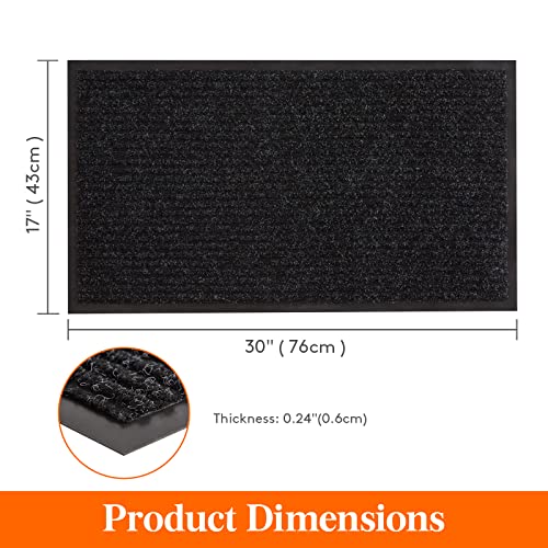 Lifewit Durable 2 Pack Indoor Door Mat Traps Dirt Non Slip Low-Profile Welcome Mat For Entryway, Front Door, Porch Area, Patio, Entrance Rug Shoe Scraper Mat, 17" X 30", Black #TOP4