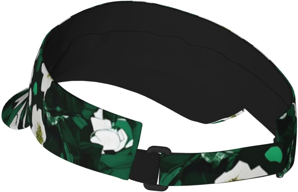 Hunter Green Floral Petals Pattern Print Sports Sun Visor Hats Adjustable Running Golf Tennis Sun Cap for Women Men