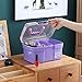 Kinsorcai 11'' Plastic Box Organizer with Removable Tray, Sewing Box Organizer (Purple)