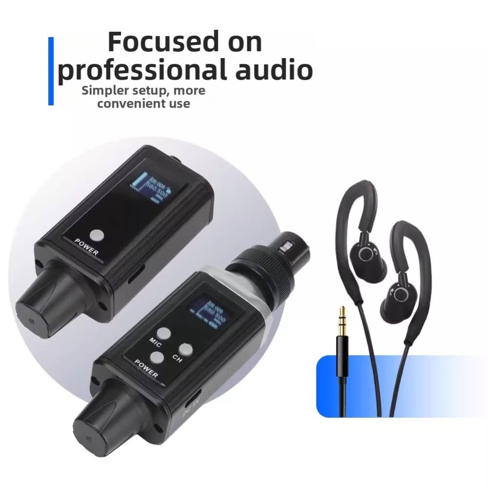 Wiederaufladbares UHF Wireless In-Ear-Monitorsystem mit 16 Kanälen, 560-590MHz Digitale Modulation für Live-Performance, Studio und Bandproben