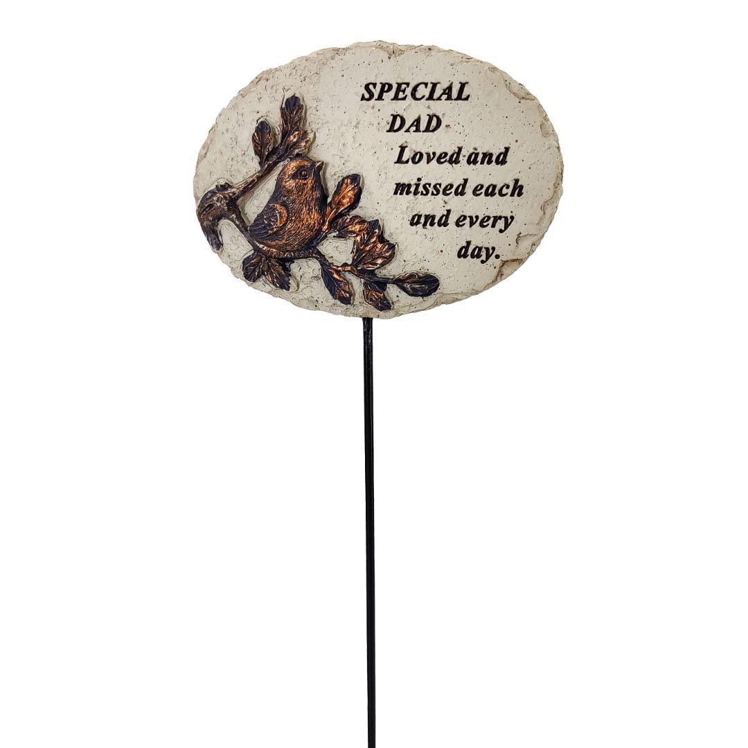 Angravememorials Multicolor Special Dad Loved And Missed Robin Bird Memorial Tribute Stick Graveside Plaque