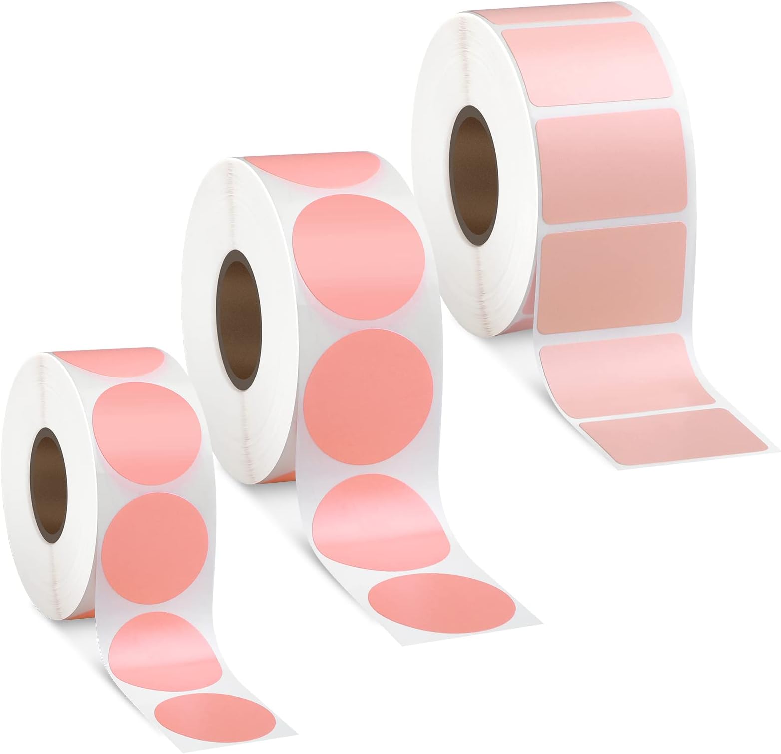 Gersoniel 3 Rolls 2600 Mini Thermal Labels Thermal Printer Sticker 0.8 "-1.2" Small Size Self Adhesive Stickers Address Shipping Barcodes Sticker Labels for Printer, Rectangle and Round