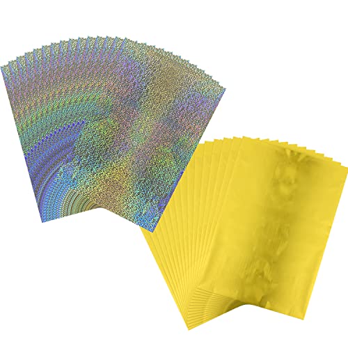 BAOFALI 100Pcs 7.9x11.4inch Toner Reactive Foil，Foil Paper for Toner Foiling Foil by Laser Printer and Laminator, for Scrapbooking Paper Crafts （ Aluminum）
