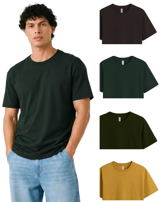 Image of Sleepynuts Men's Everyday Wear Crew Neck Regular Fit T-Shirt | Half Sleeve Solid Plain Casual T-Shirt for Men | Soft Breathable Fabric |
