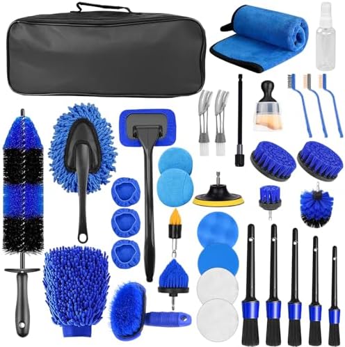 36 Stück Auto Reinigungsset, Autopflege Set,Auto Reinigungsset Komplett für Innenraum und Außenfläche,Auto Detailing Pinsel Auto Waschset,Auto Reinigungsset für Lüftungsschlitz,Räd