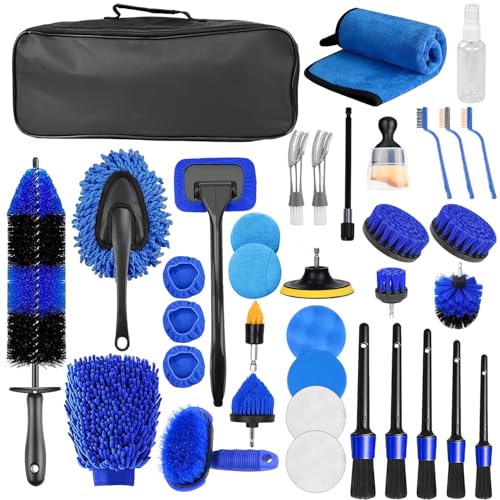 36 Pièces Kit Nettoyage Voiture,Kit de Brosse Nettoyage Voiture pour l'intérieur et l'extérieur, Car details Brush car Wast set, kit de Nettoyage de voiture pour...