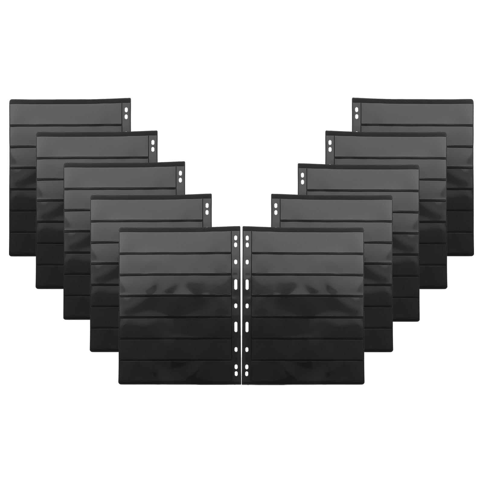 Álbum de sellos con 10 hojas de plástico negro reutilizables para filatelia y coleccionismo