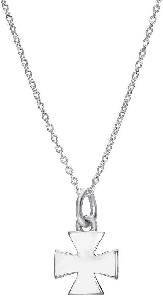 Sterling Silver Iron Cross Pendant Necklace, 18"