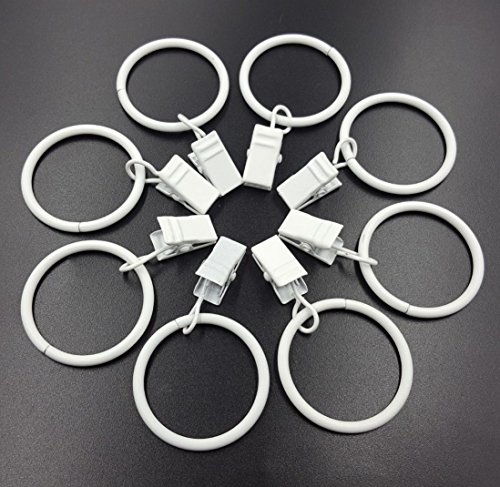 Aiskaer 32 Pieces White Metal Curtain Clip Rings 1.2 Inch Interior Diameter