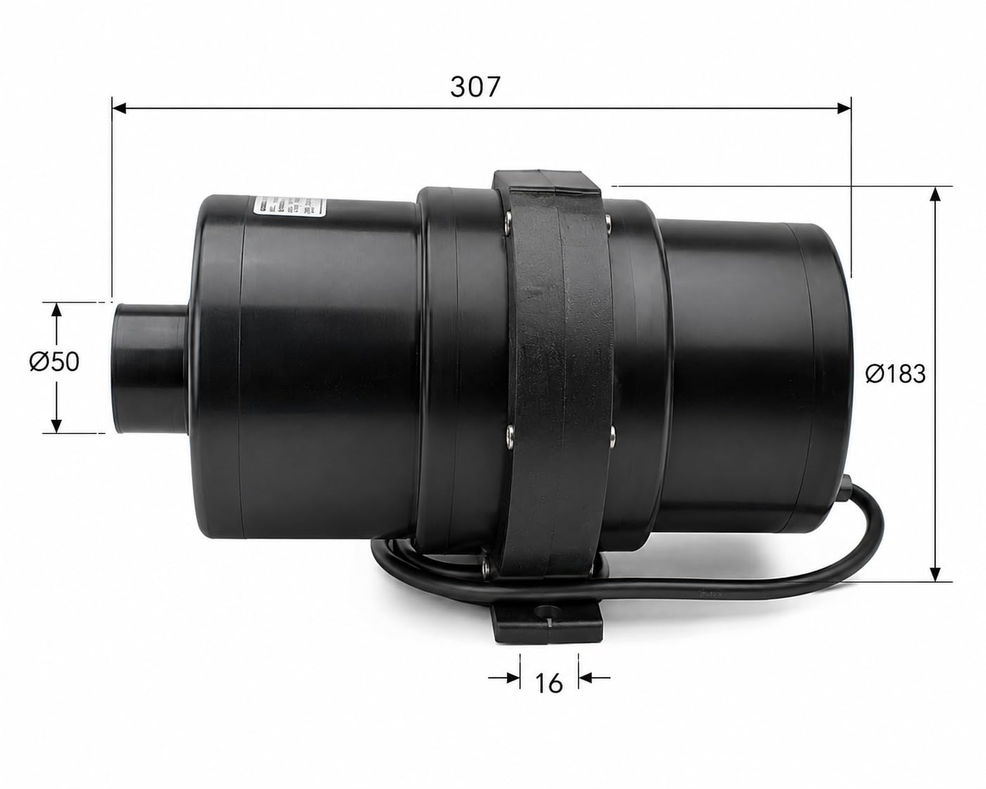 Warmpool Bomba Soplante para SPA e Hidromasaje, Turbina 1,9 CV, Uso Discontinuo, 230V, Ø50mm, Negro