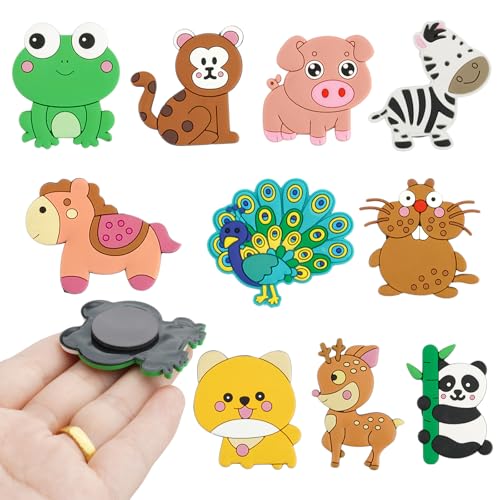 10 Pack imanes Nevera niños - Imanes Niños Animales Magnéticos 3D, PVC Blando Suave, Colorido, Educativo para Bebés 1-3 Años (4.5-5cm)