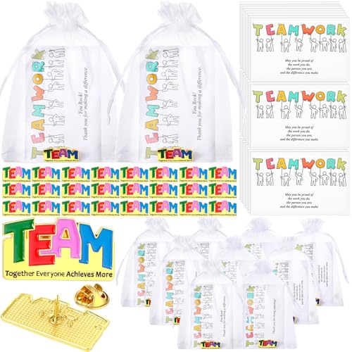 Image of Landical 60 Pcs Team Pins Employee Appreciation Gifts Bulk Thank You Cards