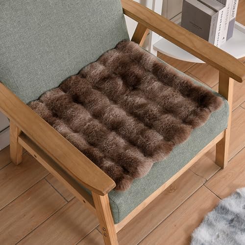 Faux Fur Rabbit Hair Carpets Square Chair Cover Seat Cushion Pad 12x12 inch Luxurious Rabbit Fur Small Area