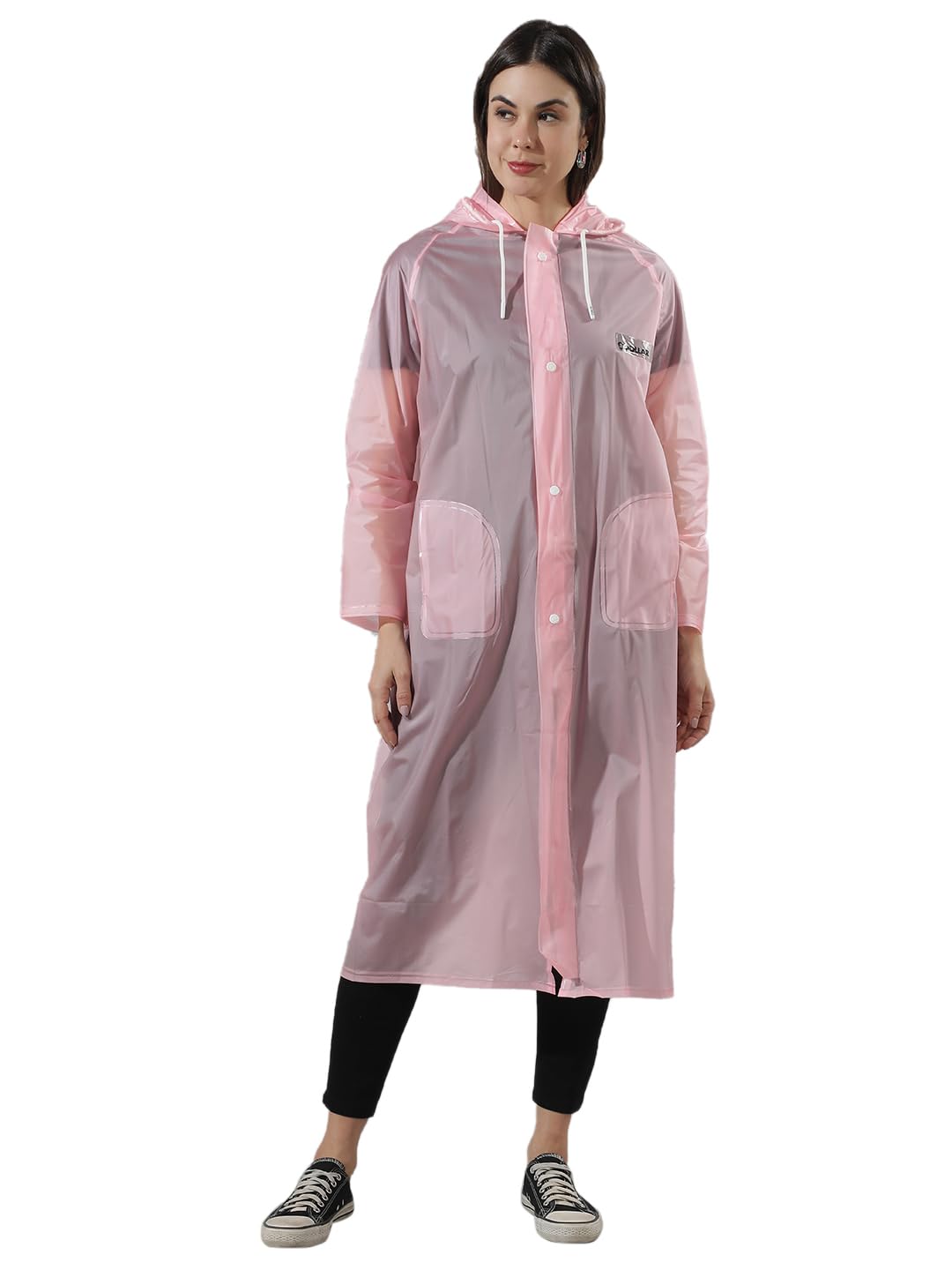 dollar Unisex Transparent PVC Waterproof Long Raincoat | Zipper & Button Closure | Adjustable Hood & Pocket | Lightweight Reusable Rainwear for Men & Women-picture-21