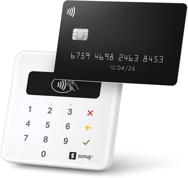 SumUp Air mobile card terminal for contactless payments with Credit & Debit Card, Apple & Google Pay - NFC RFID money card reader - practical credit card reader