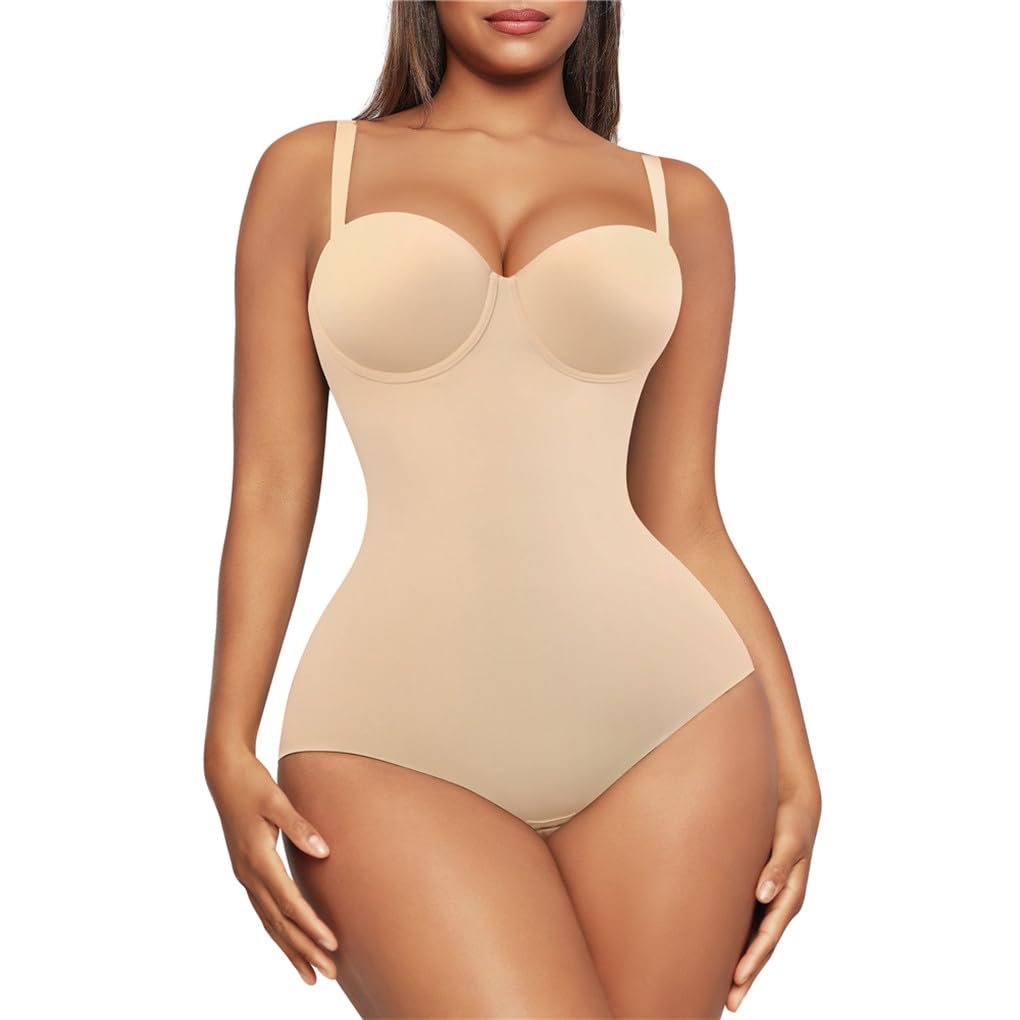 Body gainant col en V pour femme avec effet ventre plat et taille haute