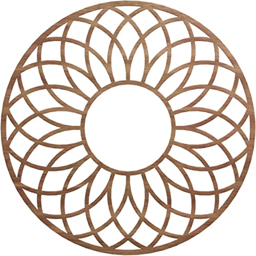 Image of Ekena Millwork 34 inchOD x 11 5 /8 inchID x 3 /8 inchT Cannes Wood Fretwork Pierced Ceiling Medallion, Walnut