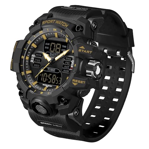 Militär Uhren Herren Armbanduhr Herrenuhr Digital Uhr Tactical Watches for Men Sportuhren für Herren Outdoor Digitaluhr für Jungen LED-Leuchtdisplay mit Analogen Zeigern und Digitalen Zahlen
