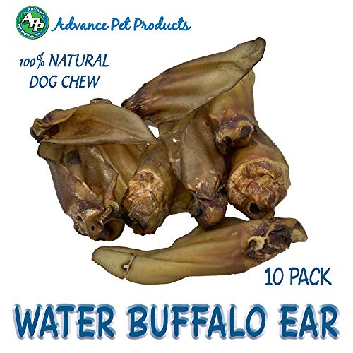 10 Pack 100 Natural Free Range Grass Fed Water Buffalo Ears Dog Treats NO Additives