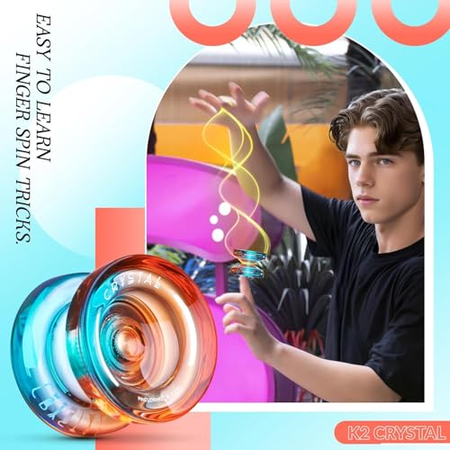 Image of MAGICYOYO K2 Responsive Yoyo for Kids 8-12 (Black Orange + Blue Orange) | Professional Finger Spin Yoyo for Adualts, Beginners Yo-Yo with 2 Yo yo Gloves, 2 Bags,12 Yo yo Strings
