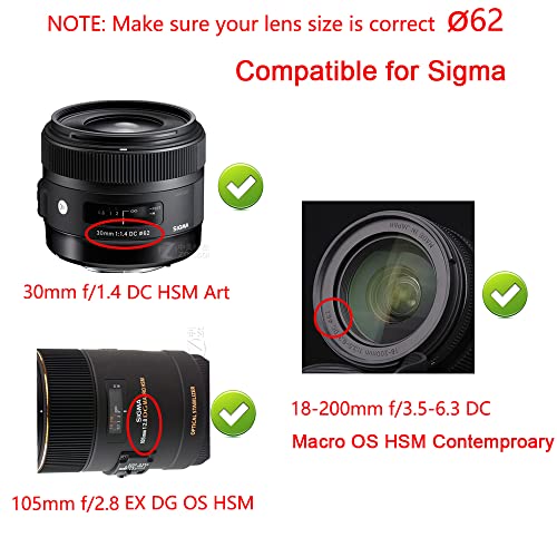 Tapa protectora para lente de 62 mm, compatible con Nikon AF-S 60 mm f/2.8G y 105 mm f/2.8G, Sony E 18-200 mm, Sigma y Tamron (paquete de 2 unidades) miniatura 5