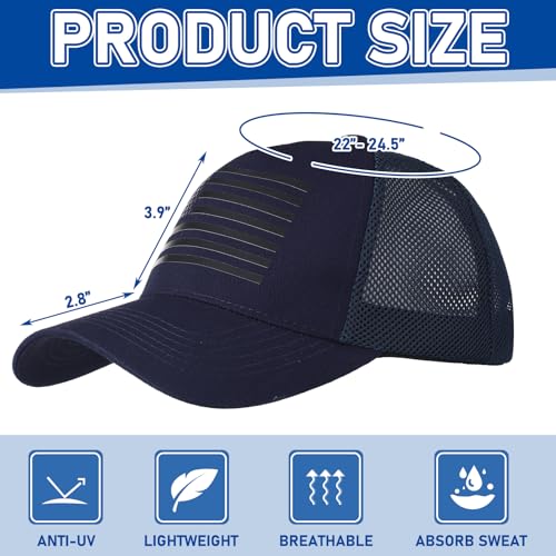 Image of Shyyween 3Pcs American Flag Trucker Hat Baseball Cap for Men Women Breathable Mesh Adjustable Snapback Closure USA Hat for Daily Wear Holiday Birthday Gifts