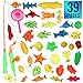 THE TWIDDLERS 39 Pcs Juego de Pesca Magnética - Piscina y Baño Juguetes para Niños