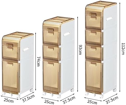 Narrow Rolling Bathroom Cabinet with Clear Drawers - Space-Saving Freestanding Sewing Cart for Home Office Or Craft Room Nization