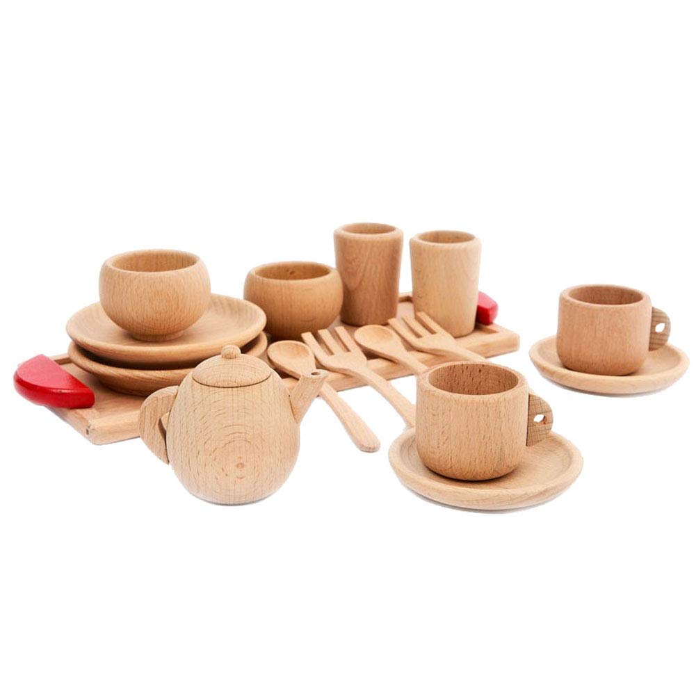 FairOnly Children Early Education Toy Wooden Tea Set Kindergarten Teaching Tool 3-5 Years Old Play House Toy