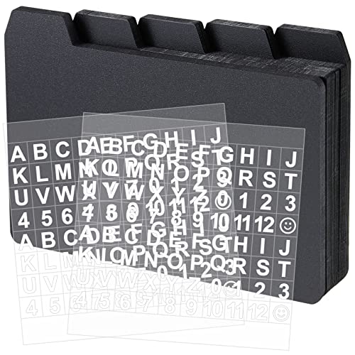 Lewtemi 50 Pcs Index Card Dividers 3 x 5 Inch Index Card Dividers with Cards Guides with 2 Pcs A-Z Alphabet Number Stickers for Recipe Cards Office Business (Black)
