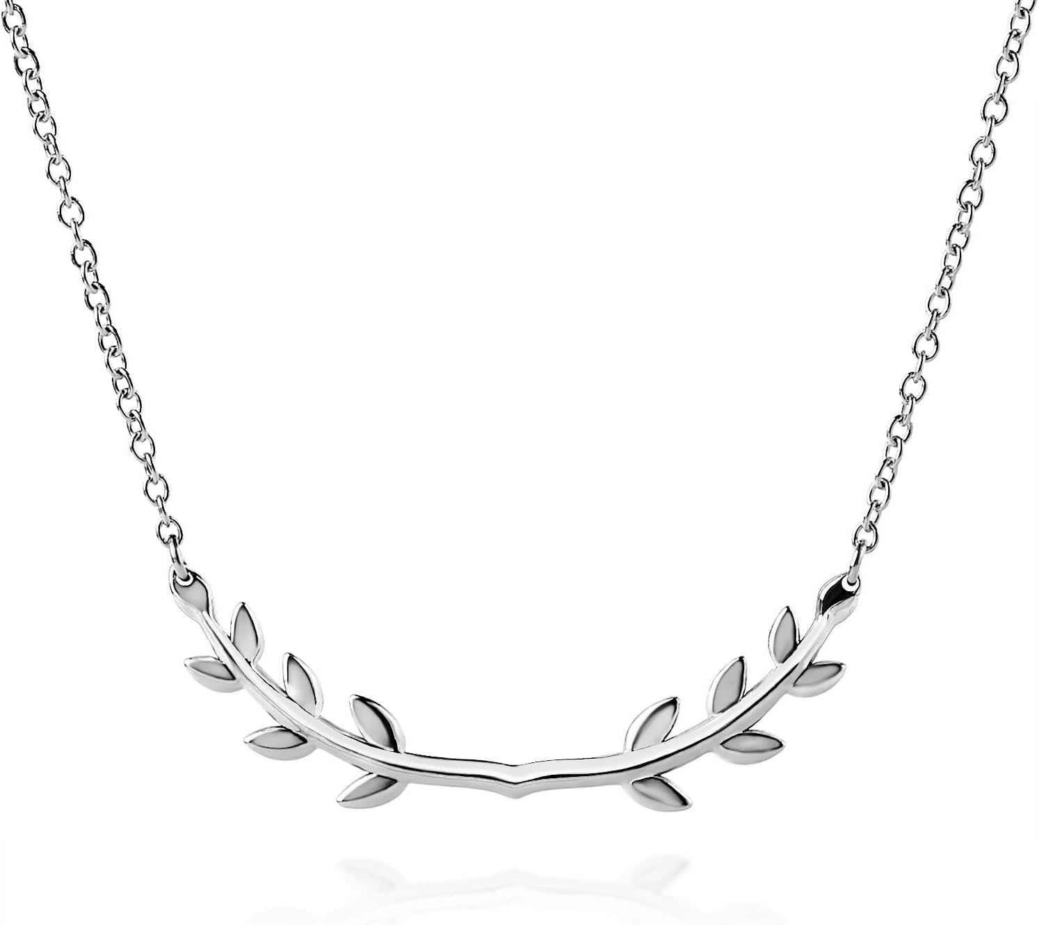 Design Stainless Steel 18K Gold Rosegold Plated Leaves Leaf Laurel Olive Branch Pendant Dainty Necklace For Women