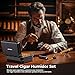 Travel Cigar Humidor Case Set, Double-sided Design, with Cigar Lighter Built-in V Cutter, 2-in-1 Cigar Draw Enhancer/Punch Tool, Cigar Holder, Humidifier&Hygrometer, Cigar Accessories Gift Kit for Men