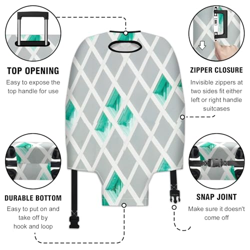 Travel Luggage Cover Suitcase Protector Scratch-Resistant Fit Not Included Suitcase Green, White, And Gray Illustration L-26-28in3