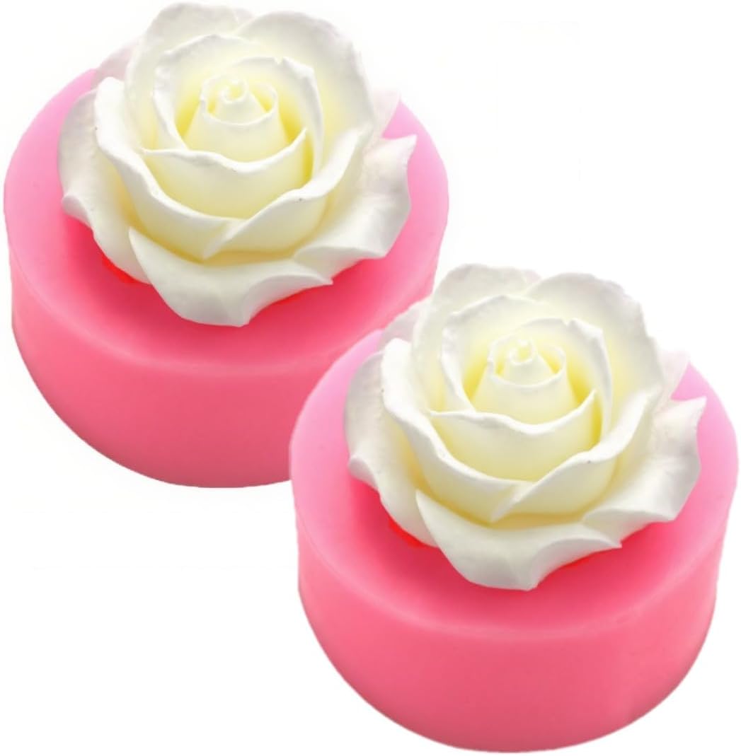 Rose Flower Silicone Molds,2pcs Roses Flowers Fondant Mold for Candy Chocolate Cupcake Cake Pop Puck Decoration DIY Crafts Polymer Clay image 4