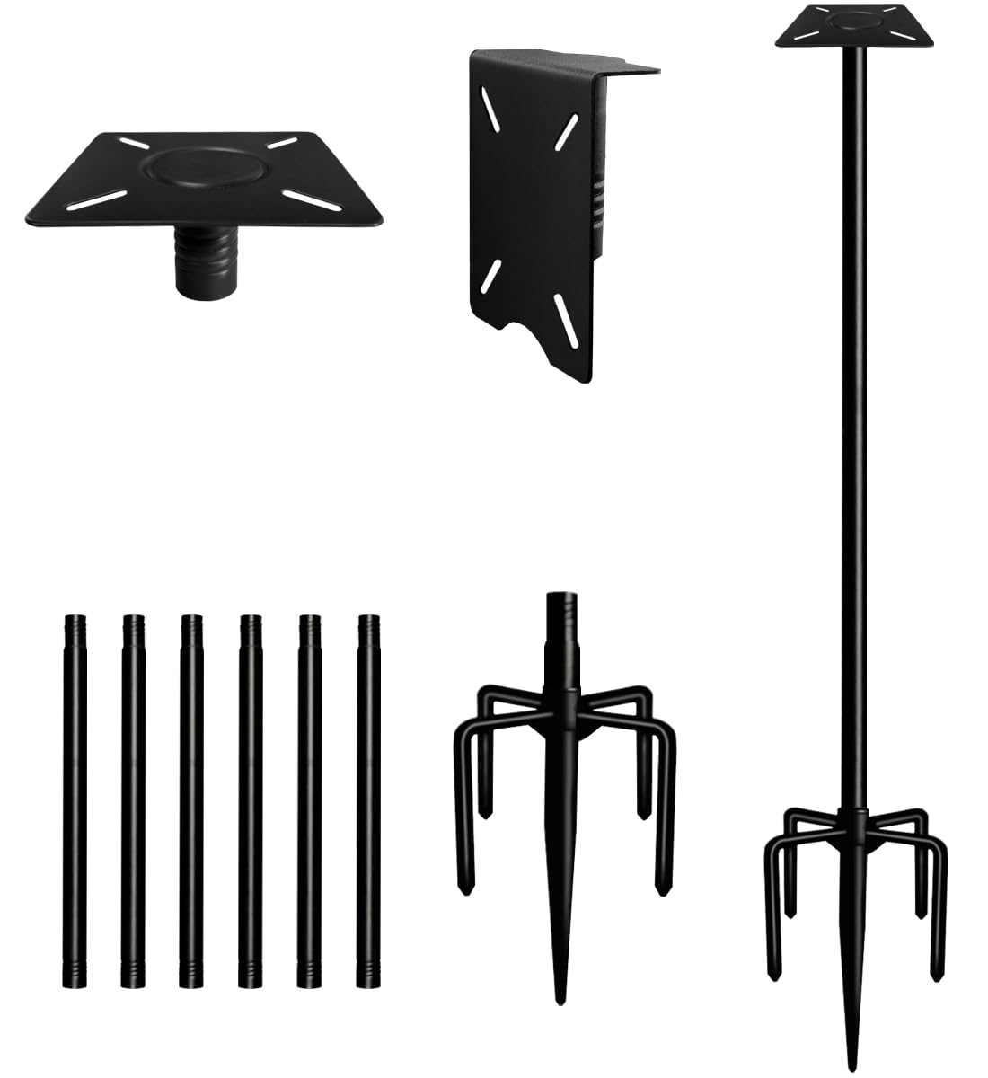 105 Inch Smart Bird Feeder Pole with 5-Prong Base, Adjustable Bird House Pole Mount Kit for Outdoors, Heavy Duty Bird Feeder Stand for Wild Birds Watching, Black