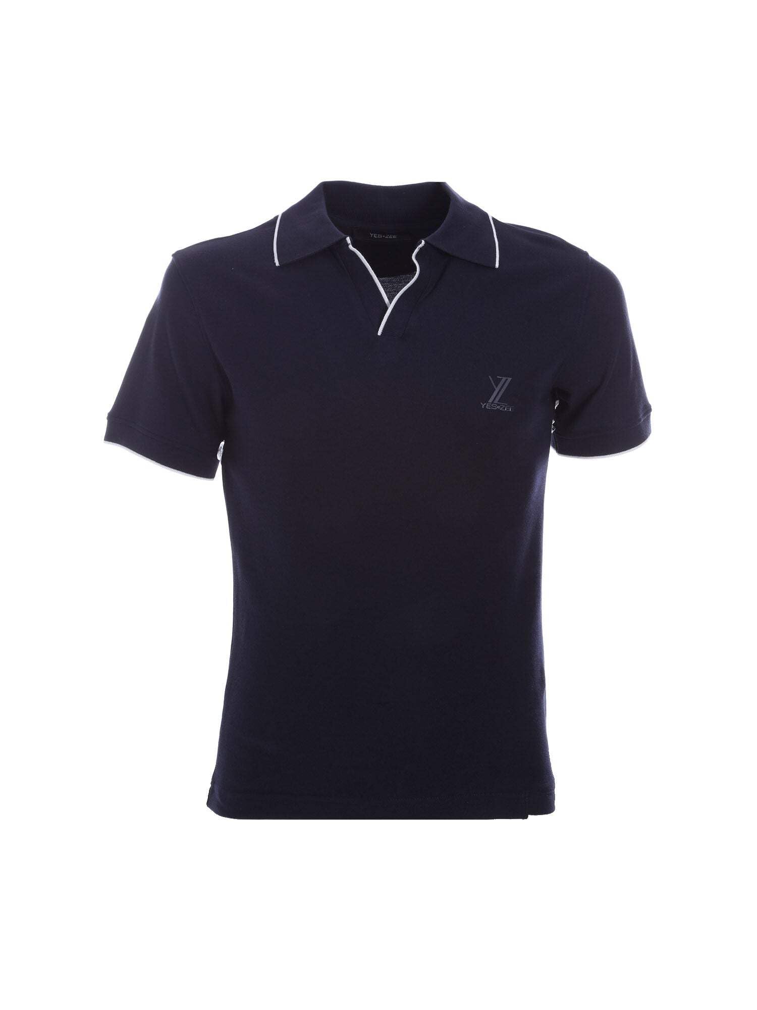 Polo bleu Yes-zee TS00 en maille haut de gamme coupe ajustée