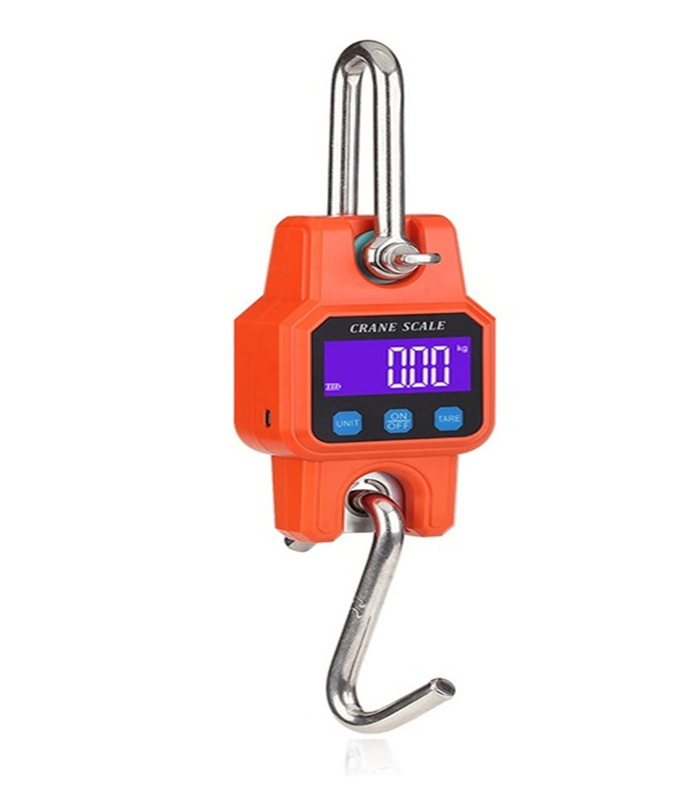 Crane Scale, 150/200/500kg Crane Scale Heavy Duty Hanging Weighting Hook Steelyard Portable LCD Electronic Digital Industrial(300kg-Orange)