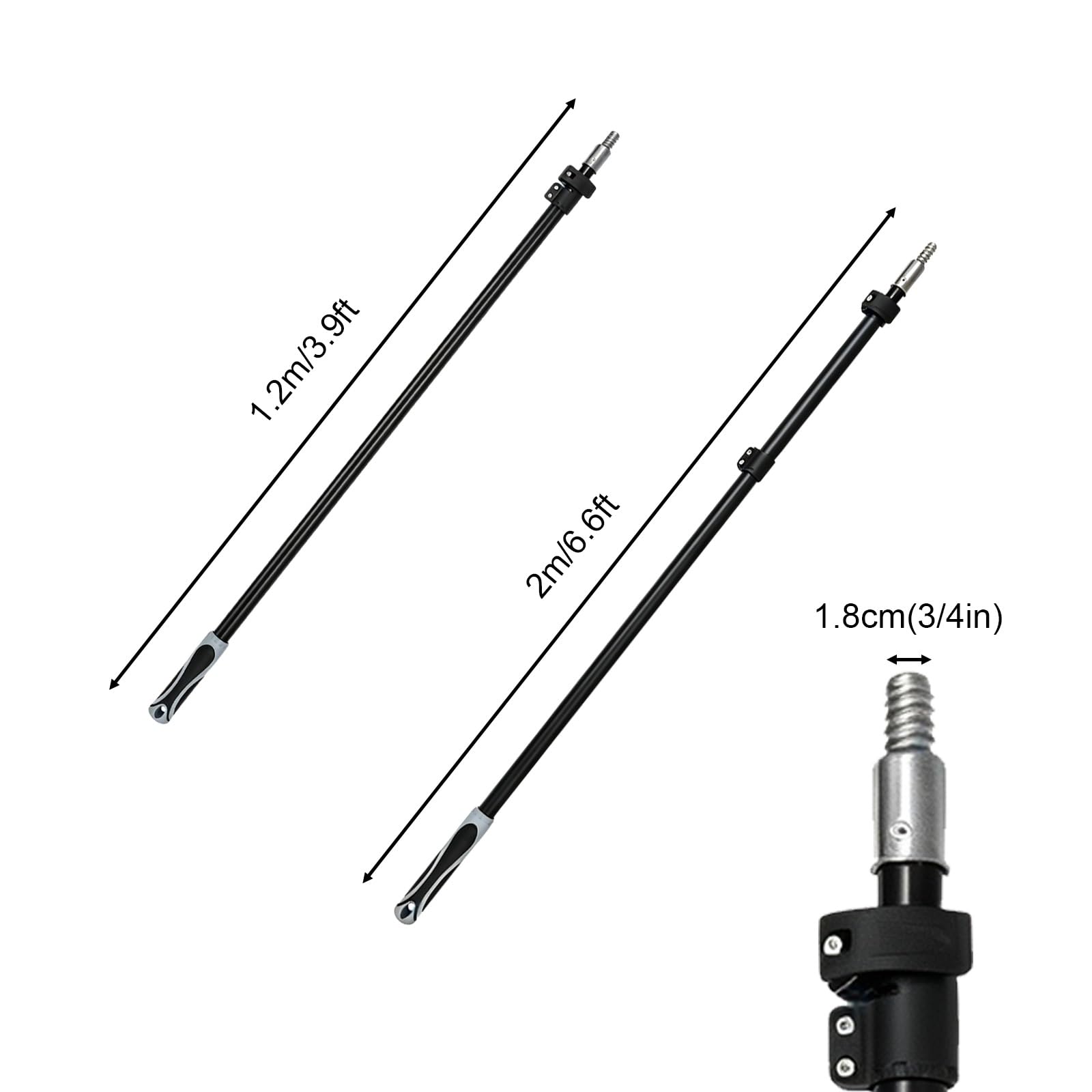 Bastone Telescopico Alluminio, Palo Telescopico Multiuso | Filettatura Universale, Albero Robusto, Impugnatura Antiscivolo per Pittura, Spolvero, Tergivetro e Scopa(2m/6.6ft)