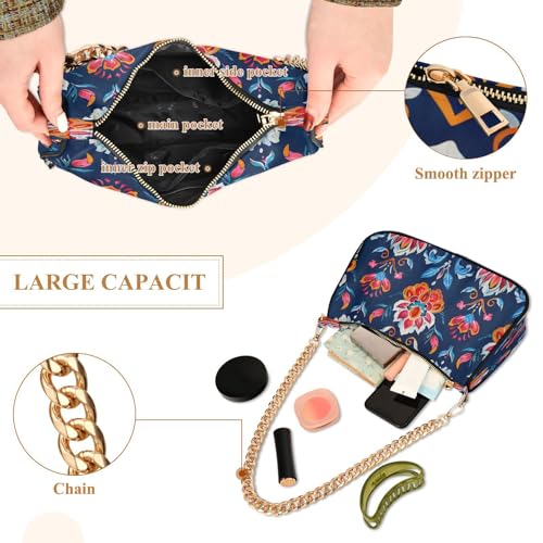 CEBUGI Crossbody Bags for Women Shoulder Purse Floral Pattern Handbags Stylish Clutch Purse with Chain Strap4