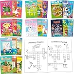 Aannanl 24 Mini Activities Word Search Books for Kids Ages 4-6-8-12,Party Bag Fillers,include Word Search,Maze,Crossword Puzzles,Dot to Dot,Airplane/Travel/Wedding Activities for Kids