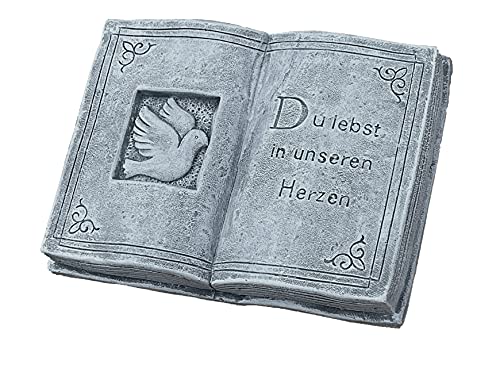 Grabschmuck Steinguss Buch Du lebst in unserem Herzen, Frost- und wetterfest