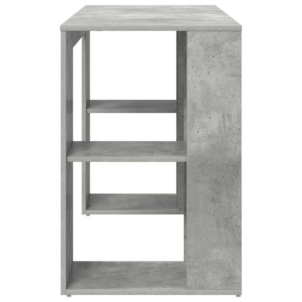 Scrivania Porta PC con Ripiani Grigio Cemento 130x50,5x75 cm | Tavolo da studio moderno con scaffali aperti per studio, ufficio o cameretta. Superficie robusta e facile da pulire.