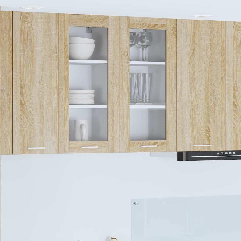 Szafka wisząca dąb Sonoma z drzwiami z materiału drewnopochodnego 40 x 31 x 80 cm, nowoczesna szafka kuchenna do przechowywania, zapasów, naczyń i organizera na przyprawy w kuchni i spiżarni