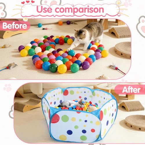 Cat Ball Pit,Pop Up Ball Pits Tent,Cat Enrichment Toys,Suitable for Indoor and Outdoor Activities (39.37inches in Diameter,No Ball Included) (Blue)
