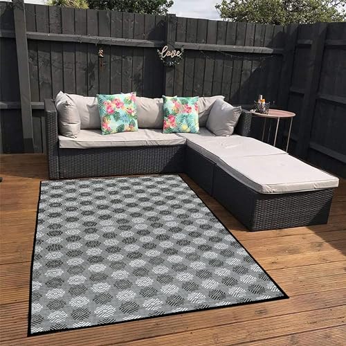 ARSUK Outdoor Patio Rug (5 x 3.3 ft) - Weatherproof, Indoor and Outdoor Use, Ideal for Garden, Camping, Balcony Carpet, Picnic, Backyard, Lightweight, Foldable, Recycled Plastic