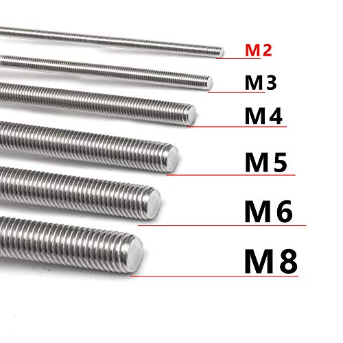 Varilla roscada M2 de acero inoxidable 304 longitud de 250 mm tornillo largo 3