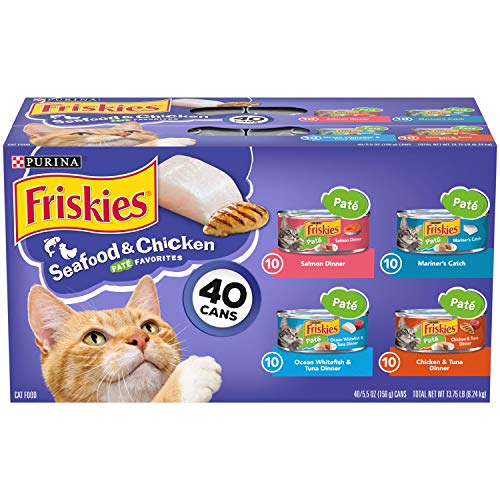 Purina Friskies Wet Cat Food Pate Variety Pack Seafood and Chicken Pate...