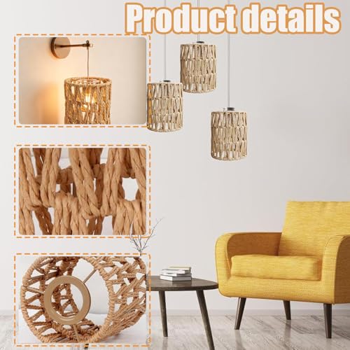 Rattan Lampshade, Small Lamp Shades Handwoven Natural Boho Style Replacement Shade for Floor Lamps, Table Lamps, Ceiling Lights, Living Room, Bedroom Decor - Image 4